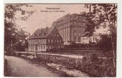 61138 Ak Niederzwönitz Gasthaus zur Luther Eiche um 1930