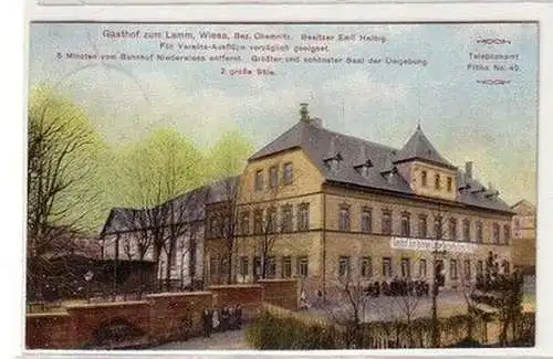 60869 Ak Wiesa Bezirk Chemnitz Gasthof zum Lamm 1919