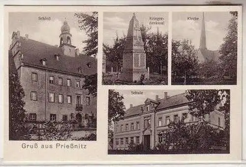 60153 Mehrbild Ak Gruß aus Prießnitz Schule usw. 1926