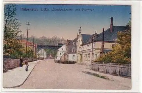 60461 Ak Rabenstein in Sachsen Limbacherstraße mit Viadukt um 1910