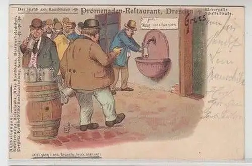 59094 Ak Gruß aus dem Promenaden Restaurant Dresden Webergasse 1901