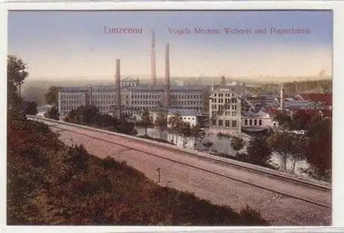 59574 Ak Lunzenau Vogels Mechan. Weberei und Papierfabrik um 1910