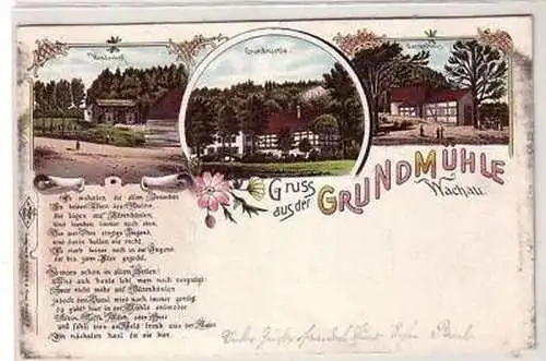 42359 Ak Lithografie Gruss a.d. Grundmühle Wachau 1901