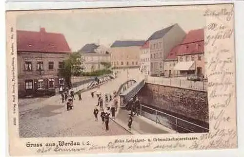 40945 Ak Gruß aus Werdau Crimmitschauerstrasse 1904