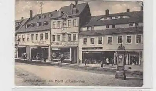 39990 Ak Hainichen Bahnhofstrasse u. Gellertplatz 1918