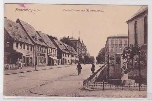 39394 Ak Frankenberg in Sa. Humboldstraße mit Körnerdenkmal um 1910