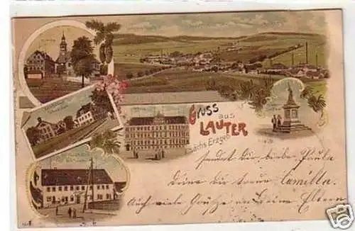 33591 Ak Lithographie Gruss aus Lauter im Erzgeb. 1900