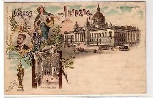 24/95 Ak Litho Gruss aus Leipzig Reichsgericht 1897