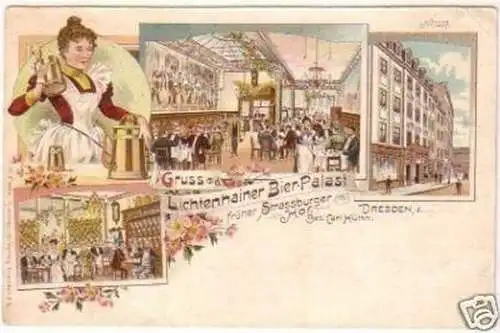 25213 Ak Lithographie Gruß aus Dresden Gasthaus 1900