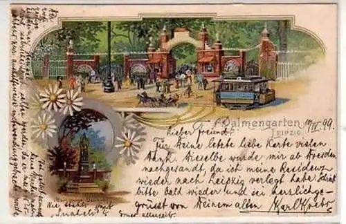 17/31 Ak Lithographie Leipzig Palmengarten 1899