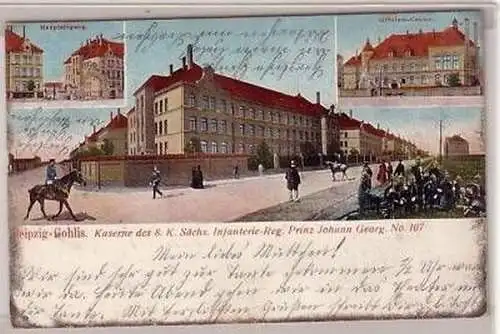 18/22 Mehrbild Ak Leipzig Gohlis Kaserne 1905