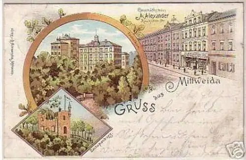 08547 Ak Lithographie Gruss aus Mittweida 1898