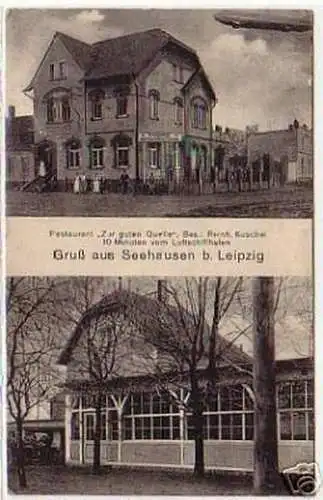 04569 Ak Gruß aus Seehausen b. Leipzig Zeppelin 1917