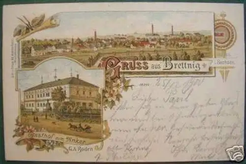 schöne Ak Gruss aus Brettnig in Sachsen Gasthof 1900