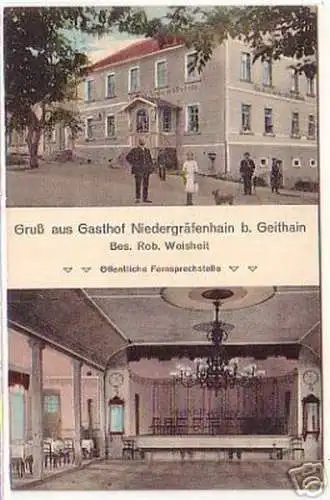 00196 FeldpostAk Gruß aus Gasthof Niedergräfenhain 1915