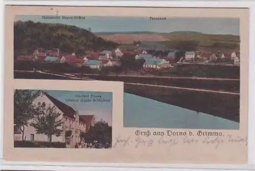 90213 AK Gruß aus Dorna bei Grimma - Haltestelle Dorna-Döben & Gasthof 1919