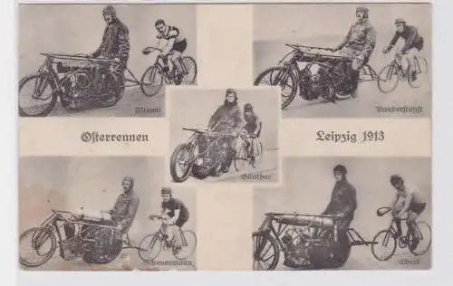 87883 AK Osterrennen Leipzig 1913 - Miquel, Günther, Ebert, Scheuermann usw.