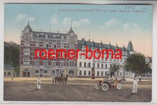 80949 Ak Mittweida Etablissement Europäischer Hof & Stadt Chemnitz 1917