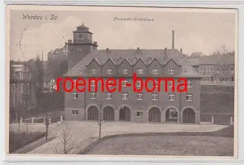 79041 Ak Werdau in Sachsen Feuerwehr Gerätehaus 1930