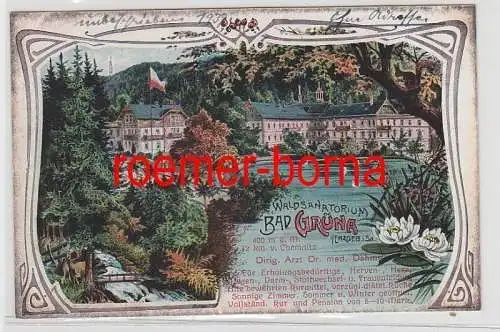 74760 Ak Lithografie im Jugendstil Waldsanatorium Bad Grüna im Erzgebirge 1908