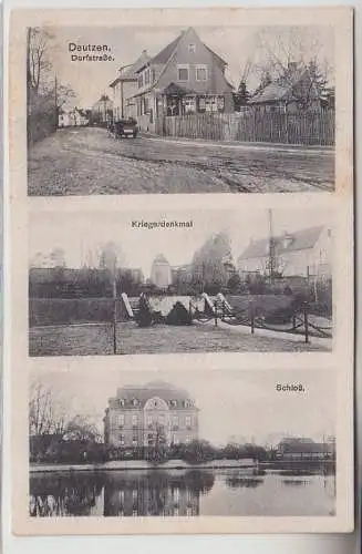 71099 Mehrbild Ak Deutzen Dorfstraße, Kriegerdenkmal, Schloß um 1920