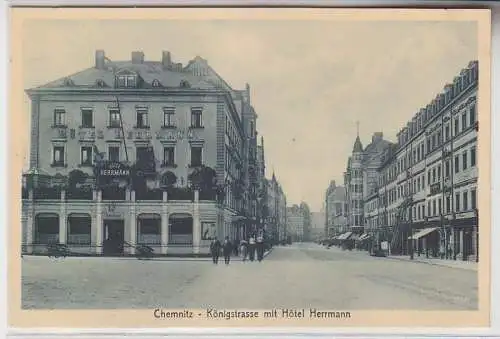 68314 Ak Chemnitz Königstraße mit Hotel Herrmann um 1930