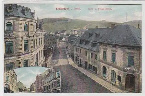 68977 Ak Eibenstock im Erzgebirge Berg- und Wiesenstrasse mit Apotheke um 1910