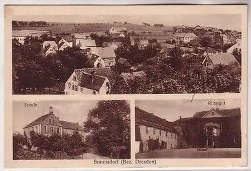 67565 Mehrbild Ak Braunsdorf (Bez. Dresden) Totalansicht, Schule, Rittergut 1942