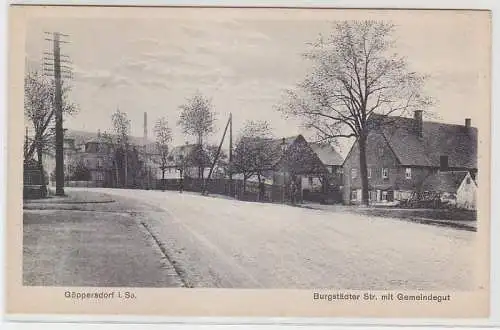 68305 Ak Göppersdorf in Sachsen Burgstädter Straße mit Gemeindegut um 1920