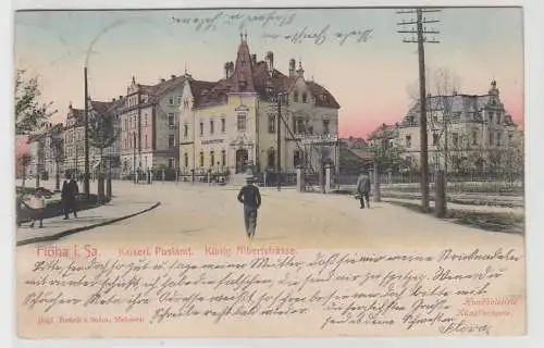 69077 Ak Flöha kaiserliches Postamt König Albertstrasse 1905