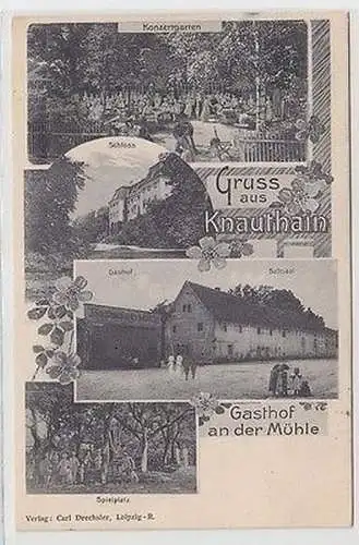 65800 Mehrbild Ak Gruß aus Knauthain Gasthof an der Mühle 1912