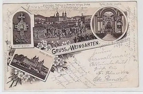 62761 Ak Lithographie Gruß aus Weingarten 1896