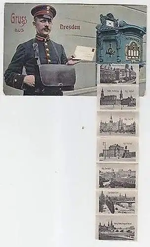 61853 Leporello Ak Gruß aus Dresden mit 8 Ortsansichten 1914