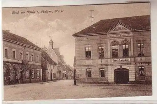 60503 Ak Gruß aus Rötha in Sachsen Markt mit Hotel Stadt Leipzig 1936