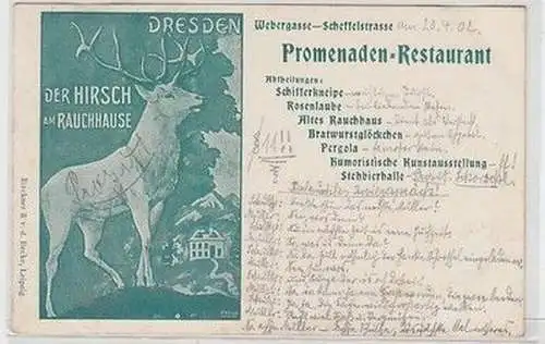 58747 Ak Dresden Promenaden Restaurant Webergasse Scheffelstraße 1902