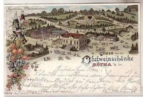 60397 Ak Lithographie Gruss aus der Obstweinschänke Rötha 1896