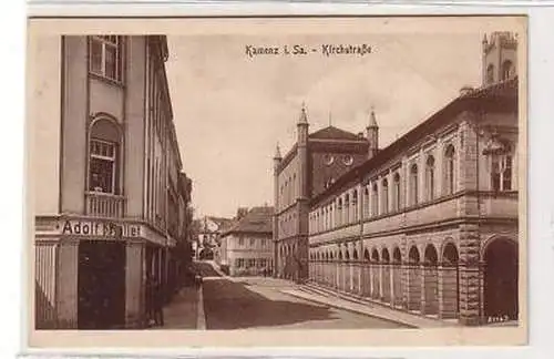 41195 Ak Kamenz in Sachsen Kirchstrasse um 1920