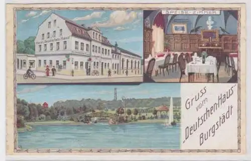 42453 Mehrbild Ak Gruss vom Hotel 'Deutsches-Haus' Burgstädt 1913