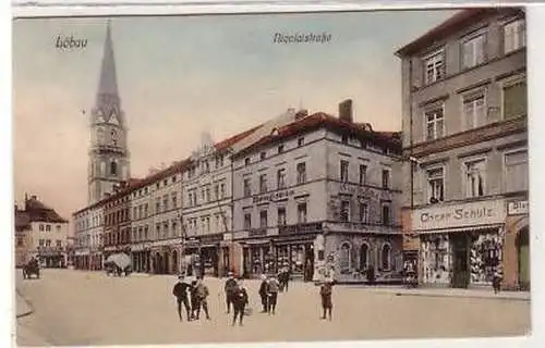 41158 Ak Löbau Nicolaistraße mit Geschäften 1911