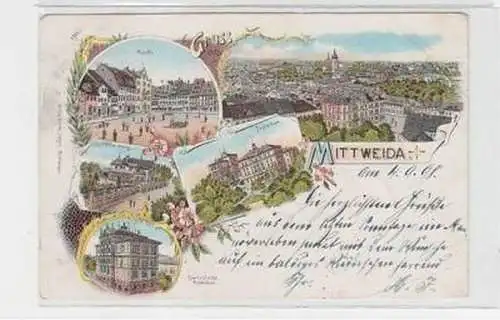 36922 Ak Lithographie Gruß aus Mittweida 1898