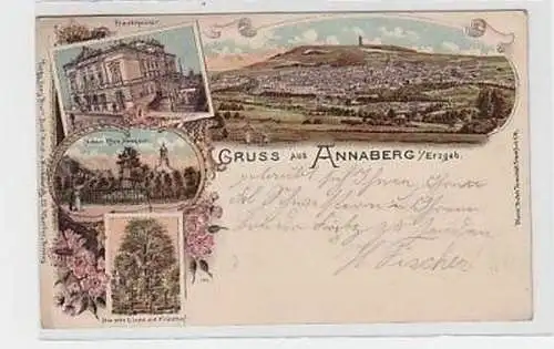 35925 Ak Lithographie Gruss aus Annaberg im Erzgeb.1898