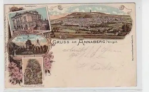 35917 Ak Lithographie Gruss aus Annaberg im Erzgeb.1898