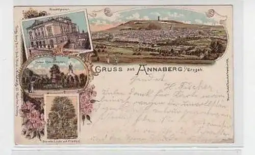 35936 Ak Lithographie Gruss aus Annaberg im Erzgeb.1898