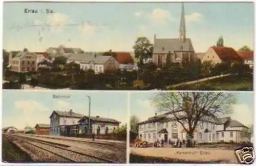 20800 Mehrbild Ak Erlau in Sachsen Bahnhof usw. 1918