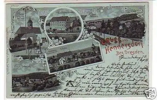 21864 Mondscheinkarte Gruss aus Hennersdorf 1899