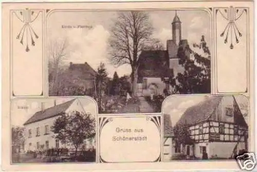 23368 Mehrbild-Ak Gruß aus Schönerstädt Schule usw 1922