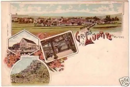 21089 Ak Lithographie Gruß aus Lüptitz bei Wurzen 1900