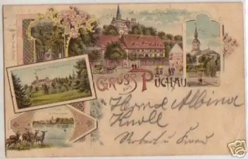 15370 Ak Lithographie Gruss aus Püchau 1899