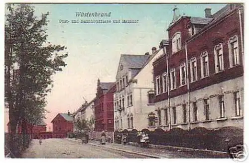 14362 Ak Wüstenbrand Poststraße und Bahnhof um 1910