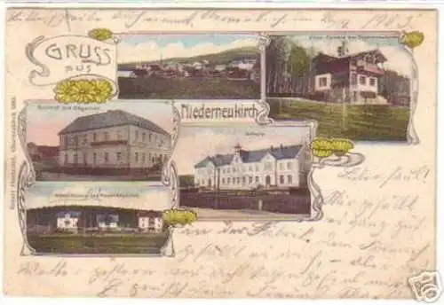 13978 Ak Gruß aus Niederneukirch Gasthof usw. 1903